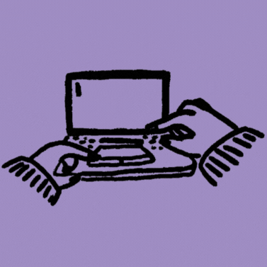 Début d'écriture - gif animé curseur sur ordinateur